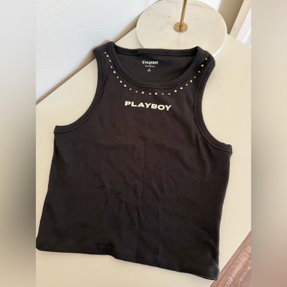 Playboy by PacSun cotton Black Tank Top - Picture 4 of 5